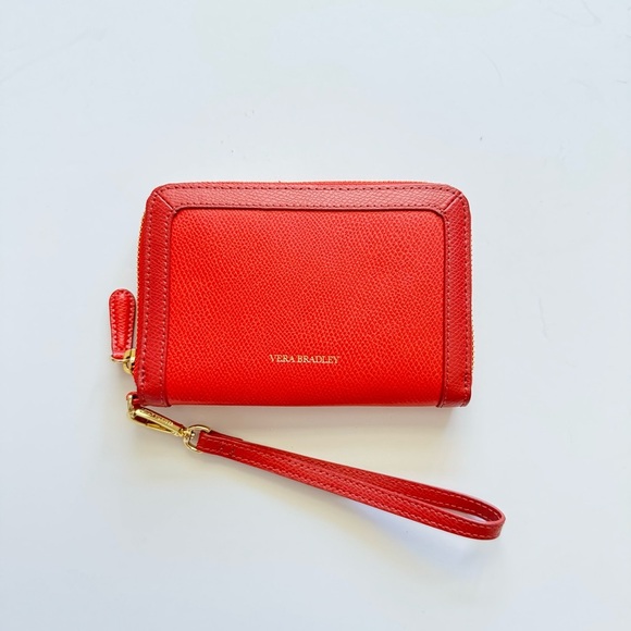New Vera Bradley Red Grab And Go Leather Wallet Wristlet - Picture 1 of 7